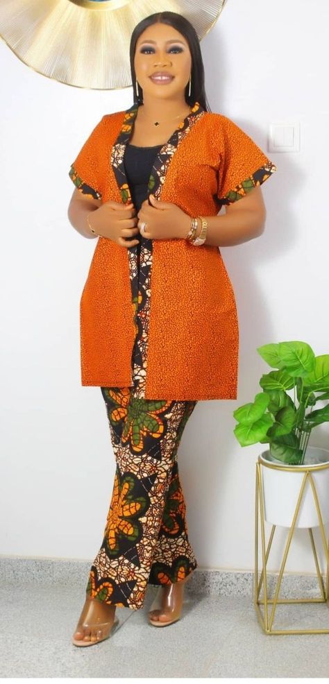 Kitenge Trousers For Women, Women Fashion Styles Types, Kitenge Designs For Older Women, Vitenge Dresses Designs, Kitenge Designs, Kitenge Fashion, Long African Dresses, 2piece Outfits, African Print Dress Ankara