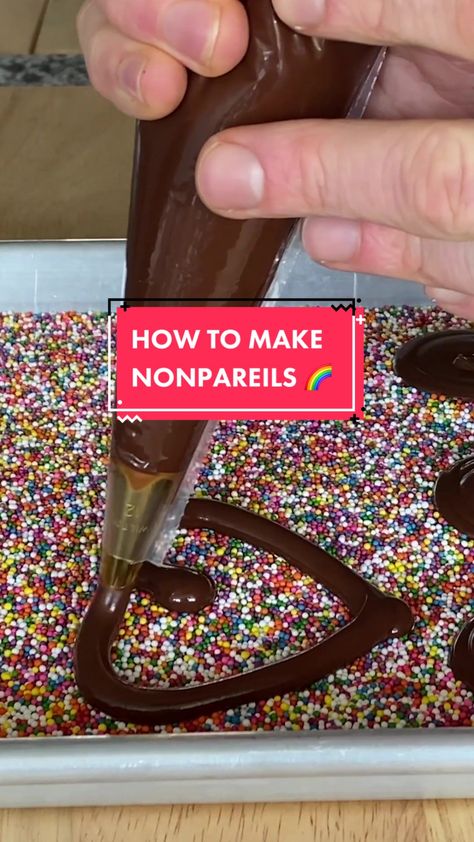 chocolate nonpareils are so easy to make at home 🌈 thanks @Dan Langan... | Dessert Recipe | TikTok Nonpareils Recipe, Recipe Tiktok, English Food, Tiktok Watch, Dessert Recipe, How To Make Chocolate, Fun Food, Tiktok Videos, Food Network