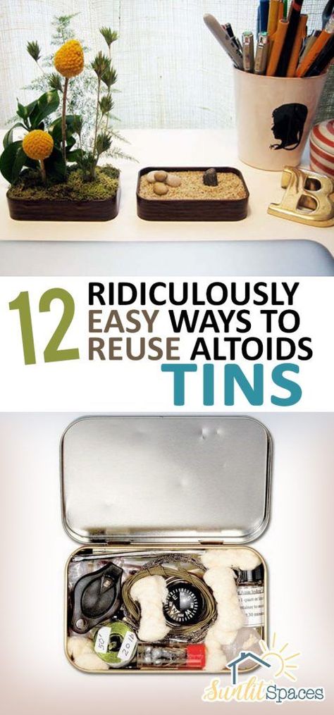 12 Ridiculously Easy Ways to Reuse Altoids Tins #altoids #altoidstins #reuse #repurpose #crafts Recycle Decoration, Repurpose Crafts, Flower Hacks, Tin Projects, Mint Tin Crafts, Emergency Candles, Tin Crafts, Junk Drawer Organizing, Recycled Decor