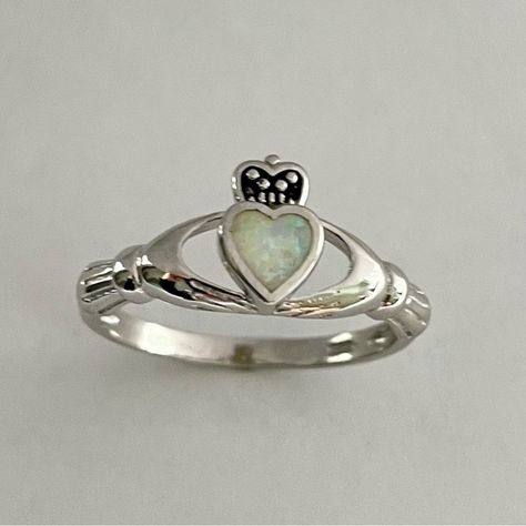 Sterling Silver Claddagh Fire Opal Heart Ring, Irish Ring, Heart Ring, Claddagh Claddagh Engagement Ring, Diamond Claddagh Ring, Opal Ring Silver, Music Rings, Opal Heart Ring, Irish Ring, Gold Claddagh Ring, Silver Claddagh Ring, Irish Ring Claddagh