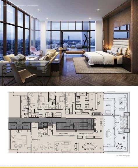 The River Oaks, Houston | The West Penthouse Two Story Apartment Floor Plans, Penthouse Luxury Floor Plans, Penthouse Floor Plan Luxury, Luxury Penthouse Apartment Floor Plans, Penthouse Design Interiors, Penthouse Plan, Penthouse Floorplan, Pent House Design, Penthouse Apartment Floor Plan