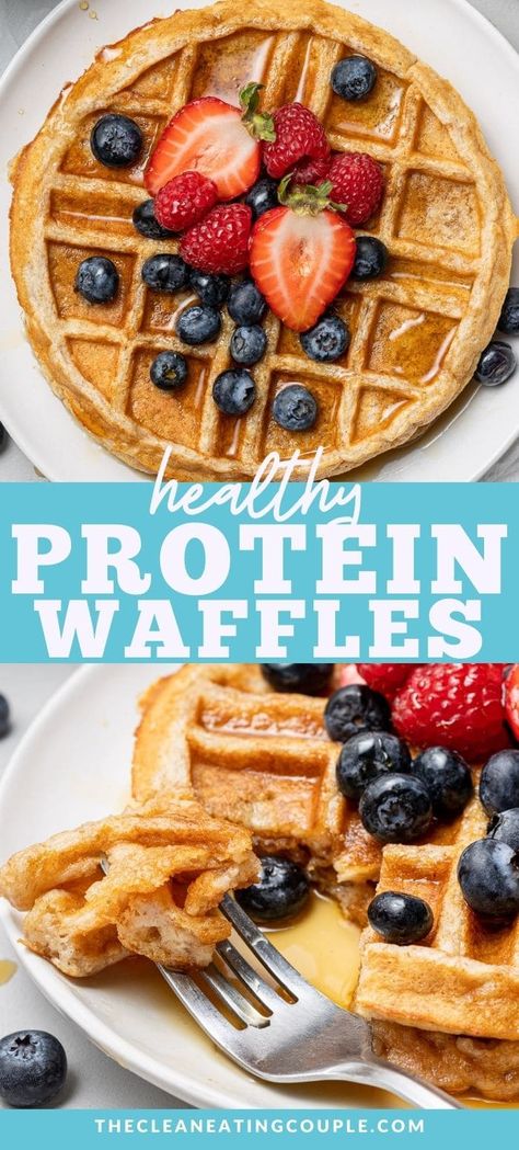 Meal Prep Waffles Healthy, Protein Waffle Recipe Without Protein Powder, High Protein Breakfast Waffles, Nutrient Dense Waffles, High Protein Waffles Greek Yogurt, Homemade Healthy Waffles, Healthy Protein Waffle Recipe, Homemade Protein Waffles, Protein Waffles Without Protein Powder