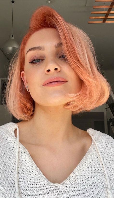 peach blonde hair, dark peach hair, peach hair dark roots, pastel peach hair, peach hair colors, peach hair colour ideas, salmon pink hair color, peach hair, light peach hair Hair Color Trending 2023, Ashen Hair Color, Fashion Hair Color Trends 2023, Hair Colour Trends 2023 Short Hair, Short Hair Color 2023 Trends, Hottest Hair Color Trends 2023, Color Hair Trends 2023, Bob Hair 2023, Hair 2023 Color