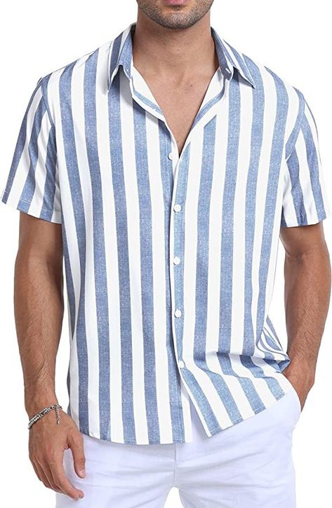 Sailwind Men's Short Sleeve Button-Down Striped Shirts Casual Stylish Summer Beach Shirts Beach Shirt, Casual Stylish, Mens Hawaiian Shirts, Slim Fit Shorts, Holiday Shirts, Beach Shirts, Short Sleeve Button Up, Fall Shirts, Short Sleeve Blouse