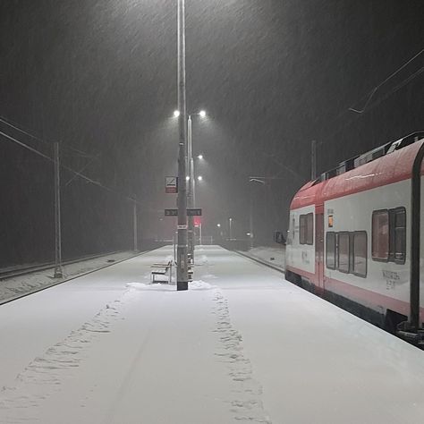 poland, europe - it's a snowy night, the train is passing by the platform, street lamps are shining. Train In Winter Aesthetic, Winter Aesthetic Y2k, Train Winter Aesthetic, Train Aesthetic Winter, Winter In Eastern Europe, Eastern Europe Winter Aesthetic, Poland In Winter, Polish Winter Aesthetic, Y2k Winter Aesthetic