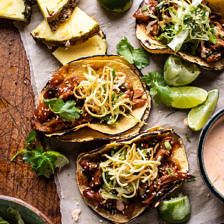 Slow Cooker Braised Hawaiian Pineapple Chicken Tacos | halfbakedharvest.com Pineapple Chicken Tacos, Hawaiian Pineapple Chicken, Pulled Chicken Tacos, Tieghan Gerard, Half Baked Harvest Recipes, Best Pasta Dishes, Yum Yum Sauce, Pineapple Chicken, Harvest Recipes