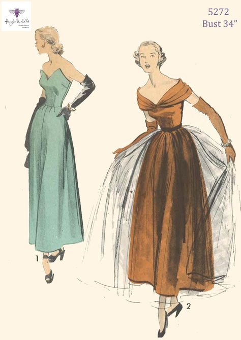 Vintage 1940's Sewing Pattern: Stunning Evening Dress with | Etsy 1940s Evening Dresses, Mademoiselle Magazine, 1950s Sewing Patterns, Gown Pattern, Ankle Length Dress, Vestidos Vintage, 1940s Fashion, Moda Vintage, Velvet Ribbon