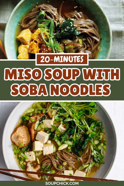 Miso Soup With Soba Noodles Quick Soba Noodle Recipe, Miso Soba Noodles, Soba Noodle Recipe, Soba Recipe, Soba Noodles Soup, Soba Noodles Recipe, Miso Soup Recipe, Rice Noodle Recipes, Soba Noodle