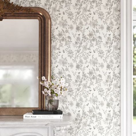 Farmhouse Wallpaper, Toile Wallpaper, Kelly Clarkson Home, W Wallpaper, Inspire Me Home Decor, Decor Pillows, Damask Wallpaper, Bathroom Wallpaper, Kelly Clarkson