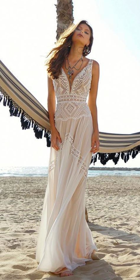 51 Beach Wedding Dresses Perfect For Destination Weddings ❤ boho beach wedding dresses straight lace v neckline with straps rish bridal ❤ See more: http://www.weddingforward.com/beach-wedding-dresses/ #weddingforward #wedding #bride Wedding Dress For Beach, Rish Bridal, Wedding Dress Tea Length, Boho Wedding Dress With Sleeves, Dress For Beach, Sun Dance, Boho Beach Wedding, Beach Wedding Dress Boho, Lace Beach Wedding Dress