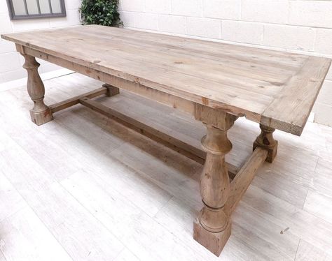 A stylish yet sturdy reclaimed wood dining table. An ideal addition to your home, it provides a charming focal point for delicious family meals Distressed Oak Dining Table, Limed Oak Dining Table, Antique French Dining Table, Weathered Oak Dining Table, Rectory Table, Whitewashed Dining Table, French Style Dining Table, French Style Dining Room, Large Rustic Dining Table