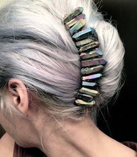 A Tray of Bliss: 50 & Fabulous....find your own style... Rainbow Quartz, French Twist, Hair Envy, Grey Hair, Silver Hair, Hair Dos, Hair Accessories For Women, Hair Jewelry, Hair Inspo