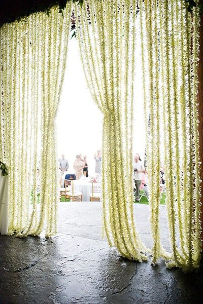 Wedding Ideas: beautiful flower curtain White Jasmine Flower, Flower Curtain, Outdoor Party Decorations, Wedding Sparklers, Inexpensive Wedding, Jasmine Flower, Wedding Flower Decorations, Indian Wedding Decorations, Wedding Party Decorations