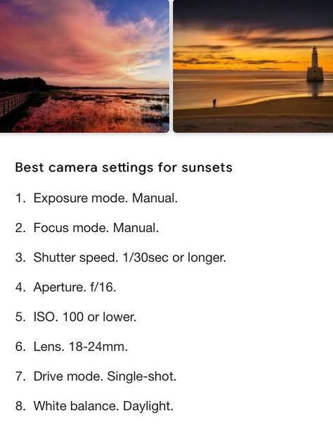 Camera Setting For Overcast, Videography Camera Settings, Camera Settings For Landscape Photography, Settings For Sunset Photography, Sunset Exposure Settings, Beach Sunset Camera Settings, Golden Hour Setting Camera, Sunset Settings Photography, Beach Photography Settings