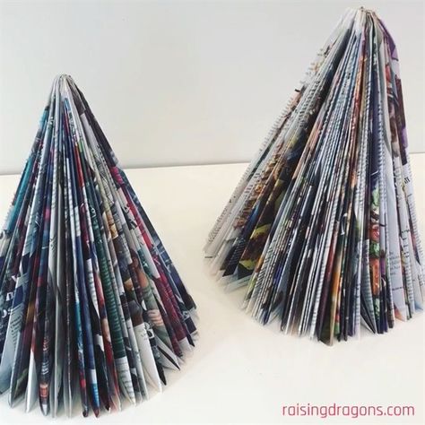 Julkransar Diy, Magazine Projects, Paper Crafts Magazine, Holiday Activities For Kids, Magazine Crafts, Christmas Tree Crafts, Winter Diy, Childrens Crafts, Tree Crafts