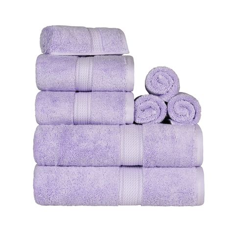 PRICES MAY VARY. Egyptian Cotton Pile 𝐎𝐏𝐔𝐋𝐄𝐍𝐓 𝐂𝐎𝐌𝐅𝐎𝐑𝐓: These towels are crafted from Egyptian Cotton pile fibers that are naturally strong, absorbent, and soft; heavyweight and plush; Set includes: 2 Hand (30"L x 16"W), 2 Bath (55"L x 30"W) and 4 Face Towels/Washcloths (13"L x 13"W) 𝐌𝐎𝐃𝐄𝐑𝐍 𝐃𝐄𝐒𝐈𝐆𝐍: State-of-the-art design is fashionable, elegant and classy; rope border for added texture and style; this beautiful bundle is perfect for any master bath, powder room, or gues Purple Towels, Purple Bathrooms, Egyptian Cotton Towels, Towel Rug, Luxury Towels, Cotton Bath Towels, Guest Bath, Face Towel, Blue Nile