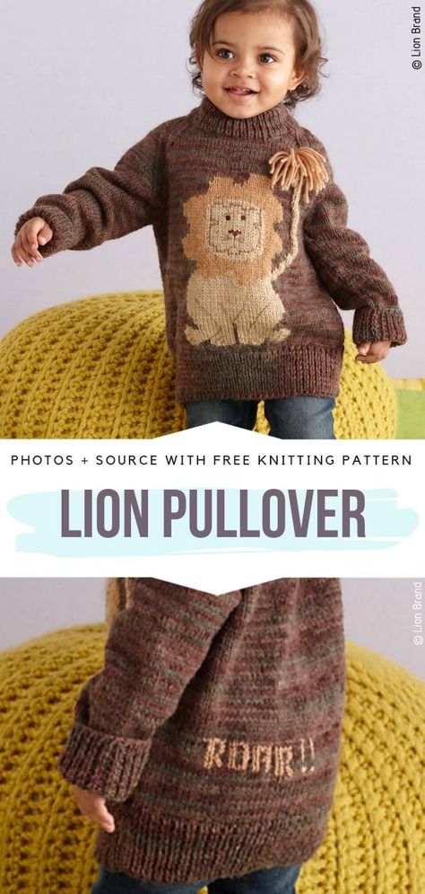 Lion Knitting Pattern Free, Kids Sweater Pattern, Knit Clothes, Kids Knitting Patterns, Knitwear Trends, Baby Knits, Photo Pattern, Knitted Afghans, Free Knitting Patterns