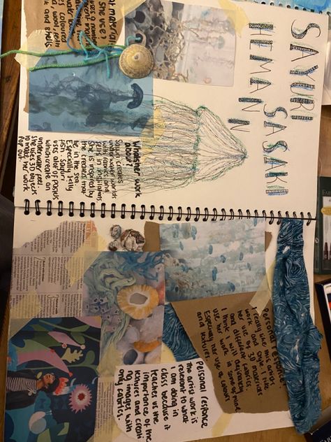 Coastal Gcse Art, Sea Life Mind Map, Ocean Gcse Art, Gcse Art Sketchbook Under The Sea, Ocean Gcse Art Page, Gcse Art Under The Sea, Ocean Textiles Sketchbook, Gcse Art Sketchbook Ocean, Land Sea And Sky Gcse Art Mind Map