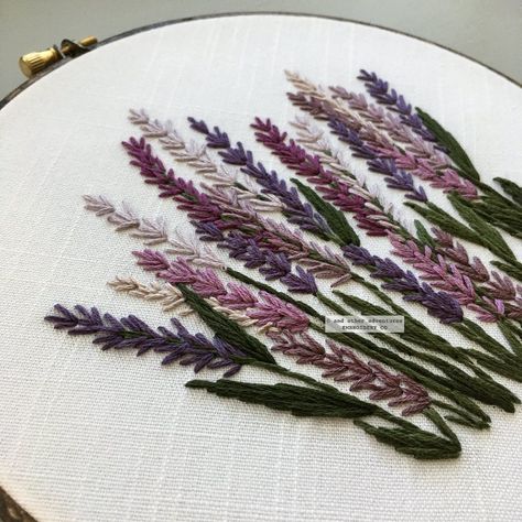 7" Hoop | Embroidered Lavender Fields Original Art - And Other Adventures Embroidery Co Embroidered Lavender, Sulaman Pita, Hand Embroidery Patterns Flowers, Basic Embroidery Stitches, Handmade Embroidery Designs, Pola Sulam, Hand Work Embroidery, Hand Embroidery Flowers, Simple Embroidery