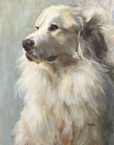 Great Pyrenees Painting, Dog Portraits Painting Oil, Dog Commission, Artists Room, Jennifer Gennari, Oil Painting Basics, Dog Portraits Illustration, Arte Dachshund, Pet Portraiture