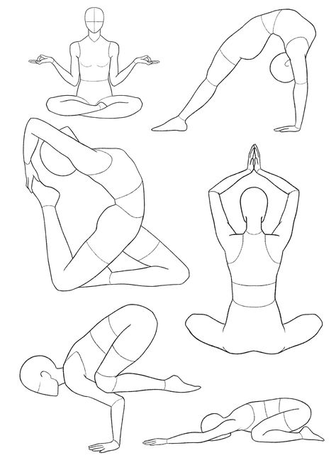 Yoga Poses Art Reference, Meditating Reference Pose, Yoga Reference Drawing, Yoga Pose Drawing Reference, Draw Yoga Poses, Drawing Yoga Poses, How To Draw Yoga Poses, Yoga Drawing Poses, Yoga Silhouette Art