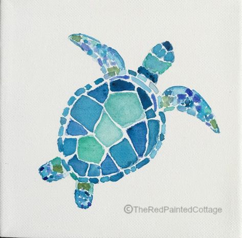 Beach Wall Collage, Turtle Watercolor, Turtle Drawing, Canvas For Beginners, Canvas Painting Ideas, Summer Painting, Turtle Painting, Watercolor Paintings Easy, Turtle Art