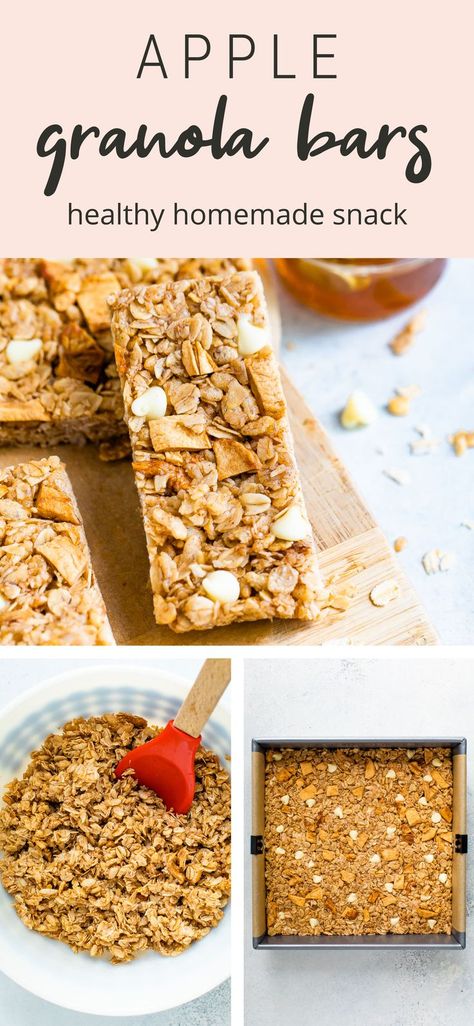 Apple Granola Bars, Diy Granola Bars, Fruit Granola Bars, Granola Bar Recipe Chewy, Diy Granola, Apple Granola, Cinnamon Bars, Granola Snacks, Eating Bird Food