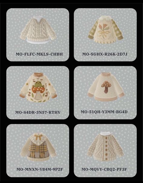 Custom Design Codes Animal Crossing, Clothes Animal Crossing Codes, Ac Design Codes, Animal Crossing Clothes Id, Animal Crossing Id Codes Clothes, Acnh Clothes Ideas, Design Id Animal Crossing Clothes, Winter Clothes Acnh Codes, Acnh Island Design Codes Clothes