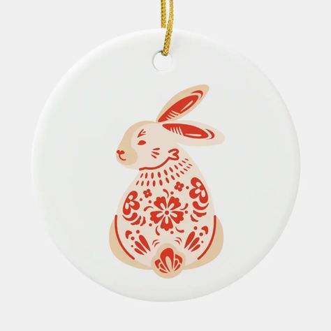 Lunar Year 2023, Year Of The Rabbit Art, Lunar New Year Art, Lunar New Year Design, Rabbit Lunar New Year, 2023 Christmas Ornaments, Lunar New Year 2023, Year Of The Rabbit 2023, New Year Art