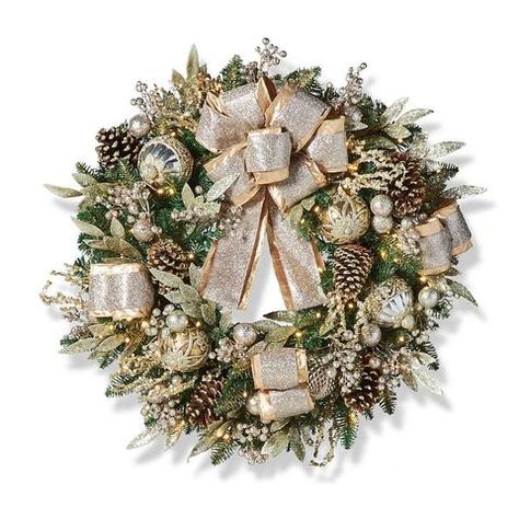 BY LAUREN HUBBARD SEP 7, 2021 Gift Wreath, Holiday Greenery, Gold Wreath, Shatterproof Ornaments, Wreaths & Garlands, Decor Essentials, White Led Lights, Wreath Designs, Elegant Christmas