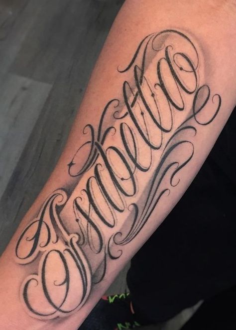 Jose In Cursive, Name And Birthday Tattoo, Cursive Fonts Tattoo, Isabella Tattoo, Chicano Lettering Tattoo, Cursive Tattoo Letters, Letter A Tattoo, Lettering Chicano, Chicano Tattoos Lettering