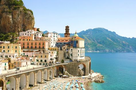 Atrani, Italy Cliffside Town, Towns In Italy, Elba Island, Island Town, Trip To Italy, Positano Italy, The Romans, Hidden Beach, Coastal Cities