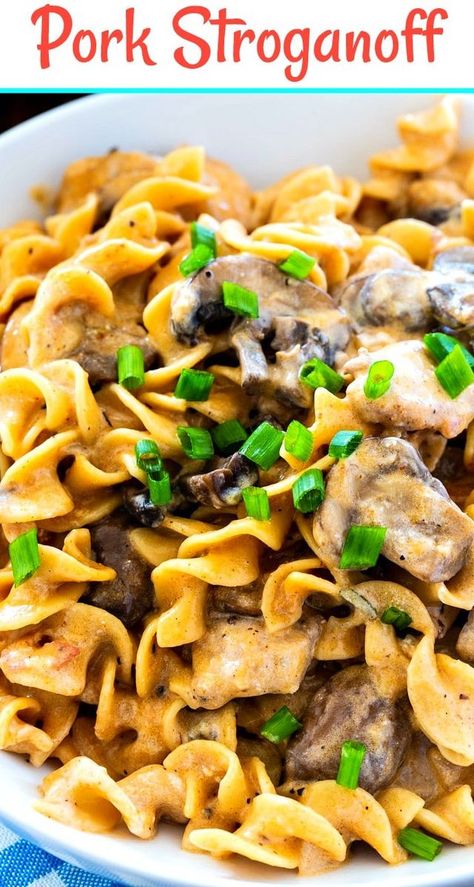 Pork Stroganoff | Spicy Southern Kitchen | Bloglovin’ Pork Stroganoff Recipe, Pork Stroganoff, Crock Pot Beef Stroganoff, Best Beef Stroganoff, Beef Stroganoff Crockpot, Crock Pot Beef, Slow Cooker Beef Stroganoff, Potted Beef, Pot Roast Slow Cooker