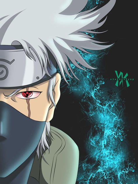 Original artwork from instagram @alakkashyap /Naruto shippuden/ Kakashi Hatake fan art Kakashi Coloring Pages, Kakashi Hatake Face, Half Face Drawing, Kakashi Face, Kakashi Drawing, Naruto Shippuden Kakashi, Bruce Lee Art, Naruto Sketch, Art Painting Tools