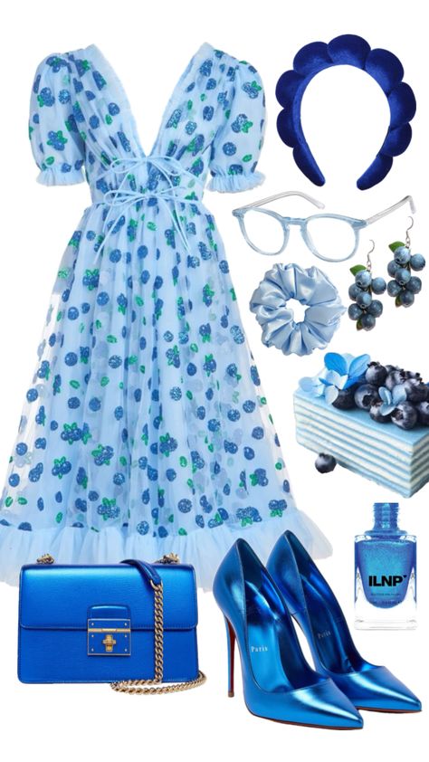 Blueberry Dress 🫐 #blueberry #dress #lirikamatoshi #outfit #fashion #girly #feminine #blue Blueberry Outfit, Blueberry Dress, Fashion Girly, Dress Aesthetic, Blue Berry Muffins, Goth Fashion, Pastel, Blue, Clothes