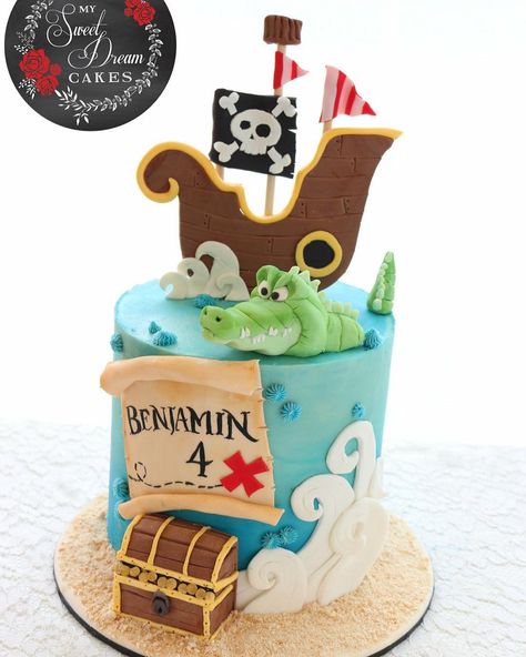 My Sweet Dream Cakes on Instagram: “Ahoy there it be Benjamin’s 4th birthday #buttercreamcake #cake #perthcakes #piratecake #perthcakedecorator #perthkids #kidsparty…” Pirate Party Food, Treasure Chest Cake, Pirate Birthday Cake, Pirate Ship Cakes, Pirate Themed Birthday, 5th Birthday Cake, Superhero Birthday Cake, Pirate Cake, Pirate Theme Party