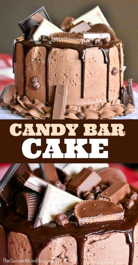 Candy Cake Chocolate, Best Cakes For A Cake Auction, Chocolate Bar Birthday Cake, Candy Cakes Ideas, Chocolate Bar Cake Ideas, Chocolate Birthday Desserts, Chocolate Candy Cake Decoration, Dessert Auction Ideas Fundraisers, Candy Bar Cake Ideas