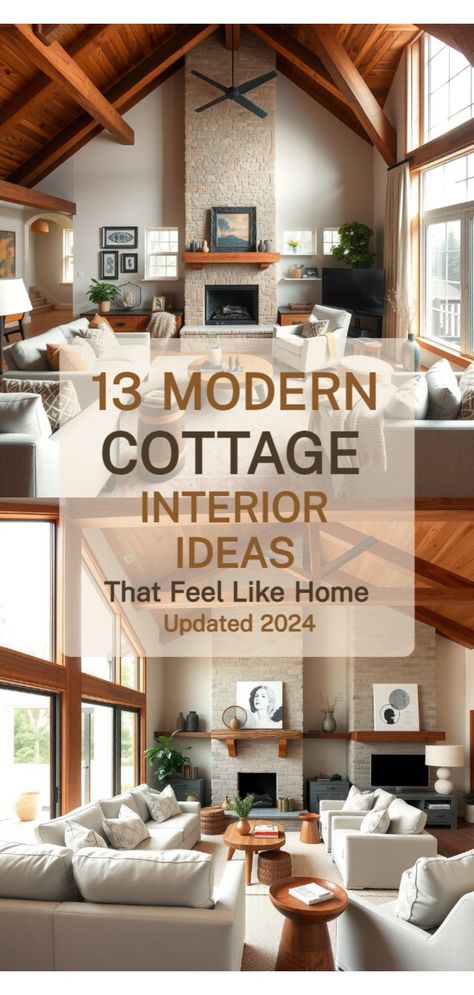 modern cottage interior Modern English Farmhouse Interior Design, Modern Cottage Aesthetic Interior, Modern Cottage Decor Living Room, Guest Cottage Interiors, Home Interior Design Cottage Core, Luxury Cottage Interior, White Walls Interior Design, Cottage Interior Ideas, Modern Cottage Homes Interiors