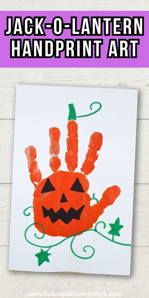 Lantern Crafts, Handprint Pumpkin, Lantern Crafts For Kids, Halloween Handprint Crafts, Halloween Craft Activities, Spooky Halloween Crafts, Halloween Art Projects, Nail Art Halloween, Halloween Crafts Preschool