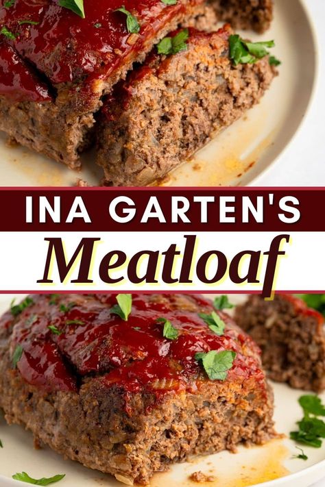 If you love meatloaf but don't want to spend hours in the kitchen, then you have to try Ina Garten's meatloaf. Learn how to make the easy recipe and get tips for a moist, juicy meatloaf. Ina Garten's Meatloaf Recipe, Ina’s Meatloaf, Ree Drummond Meatloaf Recipe, Ina Garten, Smitten Kitchen Meatloaf, Tender Meatloaf Recipes, Meatloft Best Meatloaf, Grandma Meatloaf Recipes, Trisha Yearwood Meatloaf Recipe