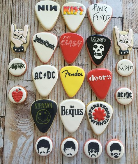 Bar Mitzvah Themes, Rock And Roll Birthday, Music Birthday Party, Biscuit Decoration, Lincoln Birthday, Baby First Birthday Themes, Music Cookies, Rock N Roll Party, Party Food Themes