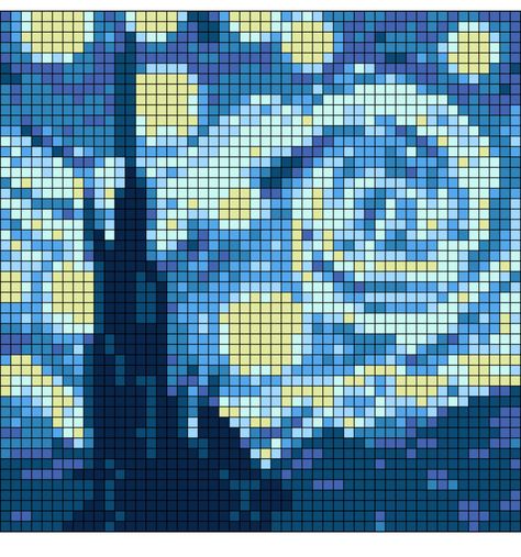 Pixel Crochet, Crochet Tapestry, Google Sheets, Tapestry Crochet, Bag Crochet, Alpha Patterns, Drawing Ideas, Pixel Art, Starry Night