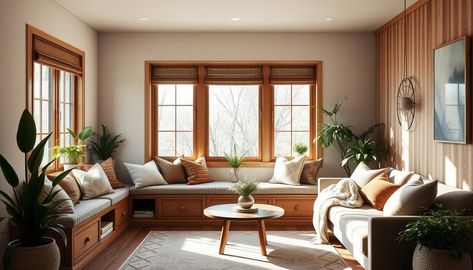 20 low windows in living room couch decor ideas - WorkFleek Room With Corner Windows, Couch In Front Of Window, Windows In Living Room, Couch Decor Ideas, Couch Designs, Daybed Couch, L Couch, Window Seat Storage, Sunken Living Room