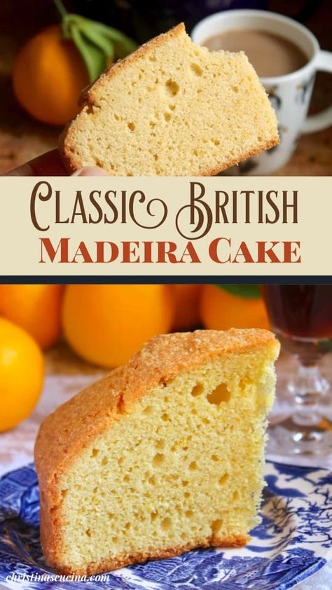 British Tea Cakes Recipes, Easy Madeira Cake Recipe, English Baked Goods, British Cakes Afternoon Tea, English Desserts British, Authentic English Recipes, English Recipes British Traditional, Maderia Cake Recipe, Classic British Recipes