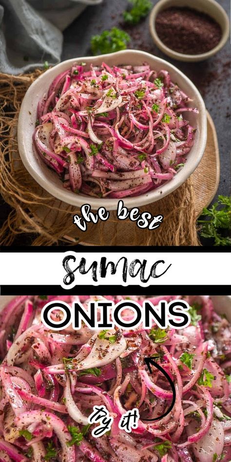 Onion Salad Recipe, Vegan Spreads, Sumac Recipes, Sumac Onions, East Recipes, Middle East Recipes, Armenian Recipes, Persian Cuisine, Middle Eastern Dishes