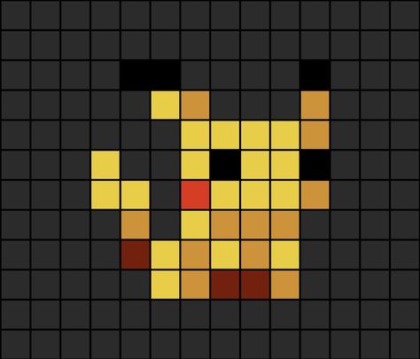 A small pixel art template of Pikachu (with shading) from Pokémon. Small Pokemon Pixel Art, Pixel Art Small Easy, Pixel Art Small Cute, Perler Beads Pokemon, Cute Small Pixel Art, Pixel Art Pikachu, Pokemon Pixel, Small Pixel Art Ideas, Tiny Pixel Art