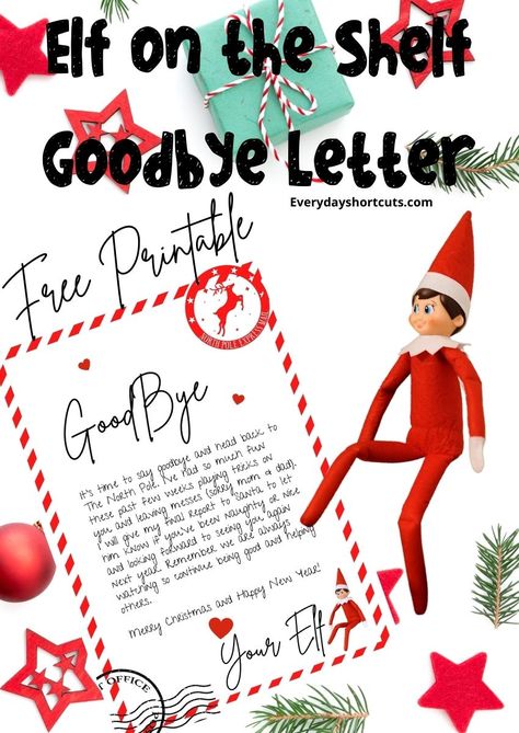 Use our FREE Printable Elf on the Shelf Goodbye Letter to let your child know the elf has returned to the North Pole until next year! Goodbye From Elf On The Shelf Free Printable, Goodbye Elf Letter Printable, Goodbye Letter Elf On The Shelf, Elf Farewell Letter Free Printable, Elf On The Shelf Goodbye Letter Free, Elf On The Shelf Goodbye Ideas Letters, Elf On The Shelf Printable Notes, Goodbye Elf On The Shelf Letter, Goodbye Letter From Elf On The Shelf