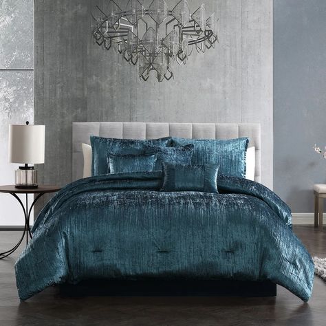 Riverbrook Home Turin Crinkled Velvet Collection - On Sale - Bed Bath & Beyond - 29881191 Velvet Comforter, Blue Comforter Sets, How To Clean Pillows, Go Big Or Go Home, Comforter Bedding Sets, Bob's Discount Furniture, American Signature Furniture, Twin Comforter, Value City Furniture