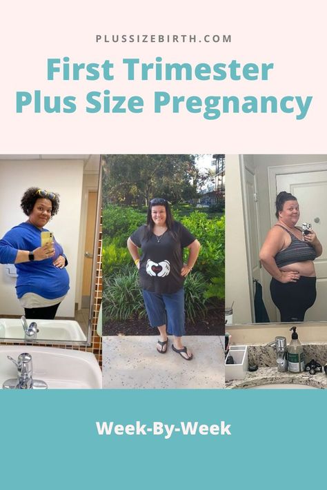 three plus size pregnant women during the first trimester First Trimester, Weekly Pregnancy, Pregnancy First Trimester, Pregnancy Week, Breastfeeding Tips, Pregnancy Week By Week, Body Love, Plus Size Pregnancy, Baby Hacks