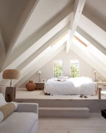 Bedroom Slanted Walls, Bedroom Window Seat, Attic Bed, Slanted Walls, Attic Renovation Ideas, Attic Bedroom Designs, Attic Loft, Attic Conversion, Attic Bedrooms